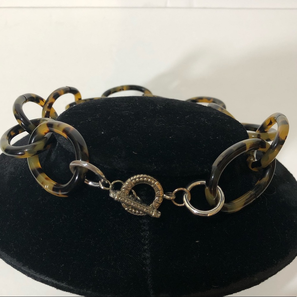 Tortoise Shell Acrylic Silver Tone Toggle Closure… - image 7